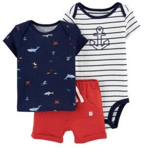 Carter's Baby Neutral Anchor Little Short Set- 3 Pieces